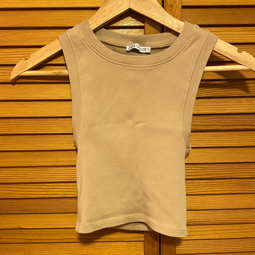 Zara Beige Sleeveless Top